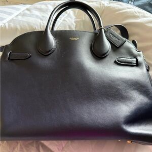 Coach Navy Blue Burnished Leather Empire 40 Tote preowned dust bag & strap incl